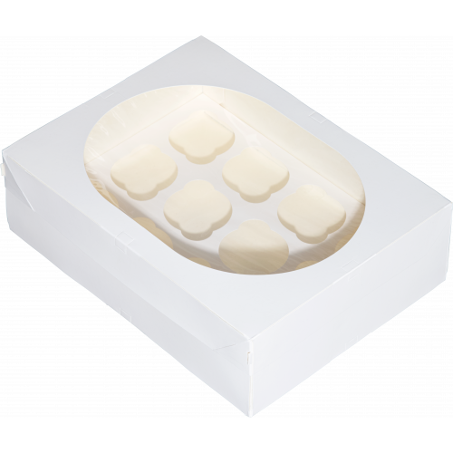 Коробка для 12 кексов MUF PRO, с окном, белая, ForGenika